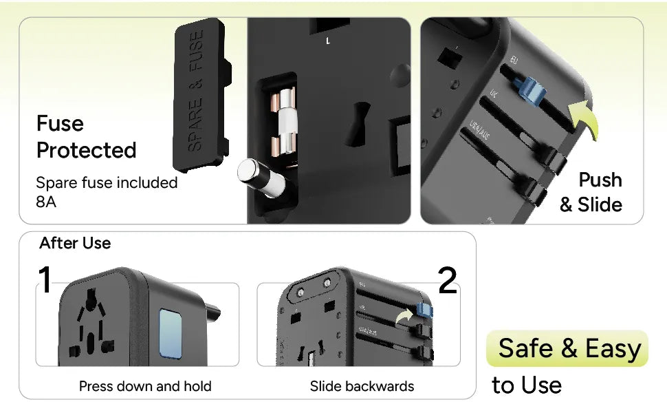 Fuse Protected ATA 02 Travel Adaptor - Ambrane India