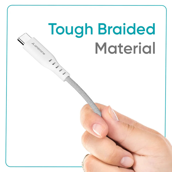 MFI Certified Fast Charging Cable with Tough Braided Material - Ambrane India