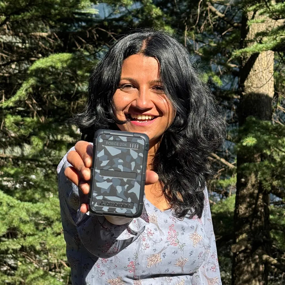 Customer using Ambrane power bank outdoors – Ambrane India