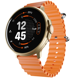 Orange strap smartwatch with wireless charging