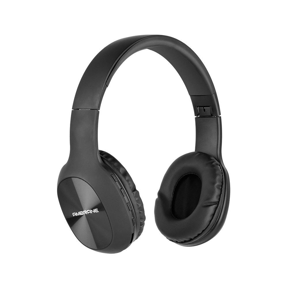 WH-65 Over The Ear Wireless Headphones With Mic, Wireless FM, Aux & SD Card Support (Black) - AmbraneIndia