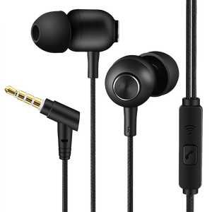 Stringz 65 wired earphones in black with deep bass and in-line mic – Ambrane India