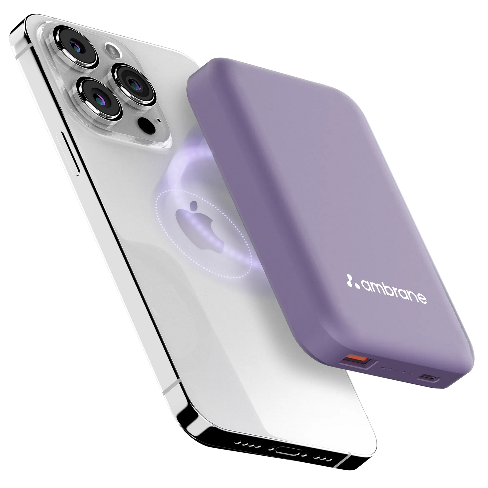 Magnetic Wireless Power Bank for iPhone Purple Color - Ambrane India