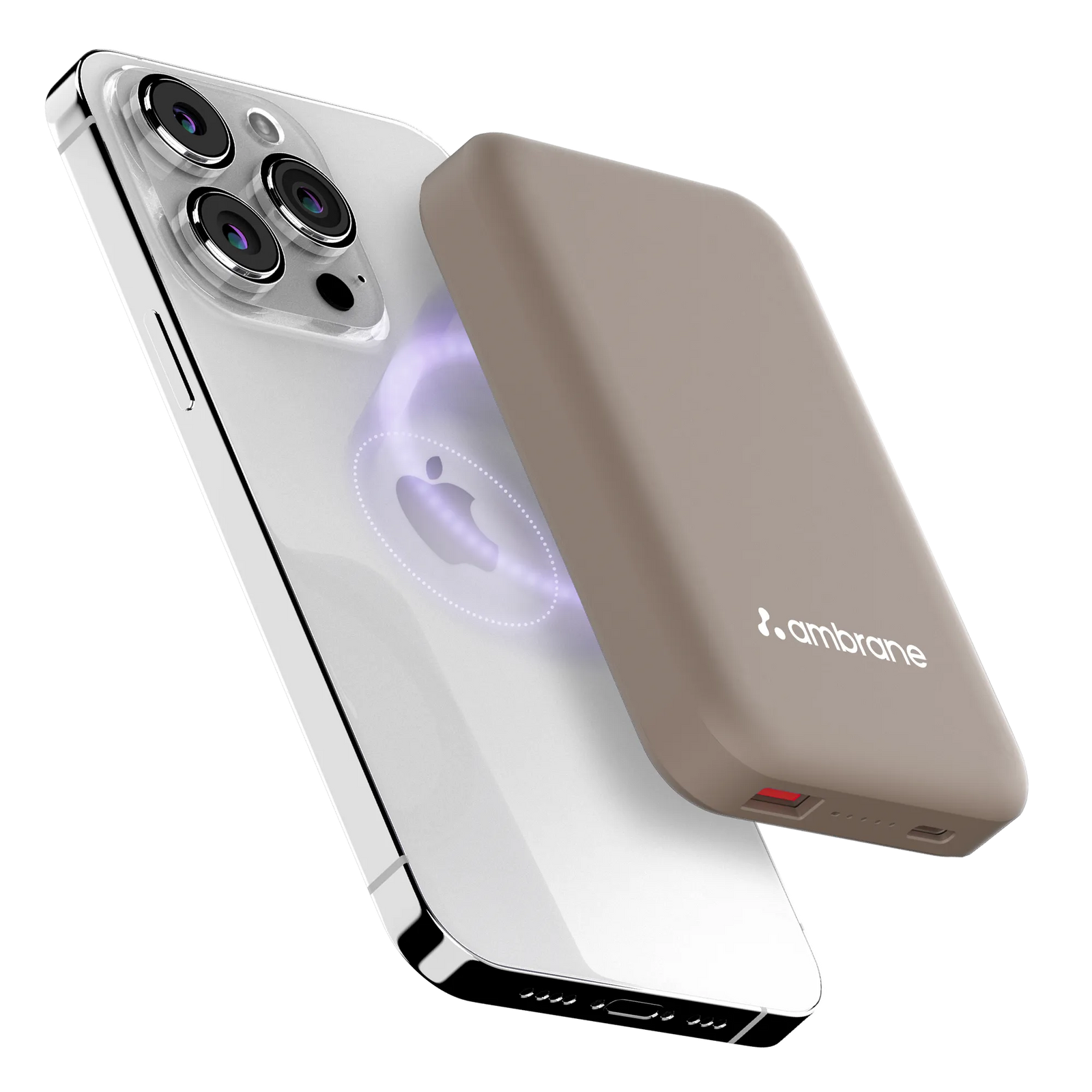 Magnetic Wireless Power Bank for iPhone Brown Color - Ambrane India