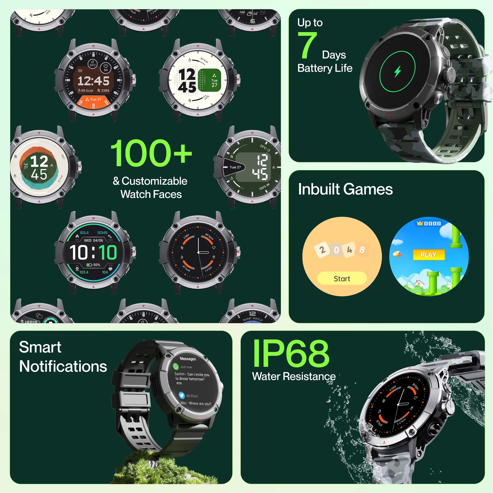 Crest Pro smartwatch with AMOLED display, Bluetooth calling and fitness tracking – Ambrane India
