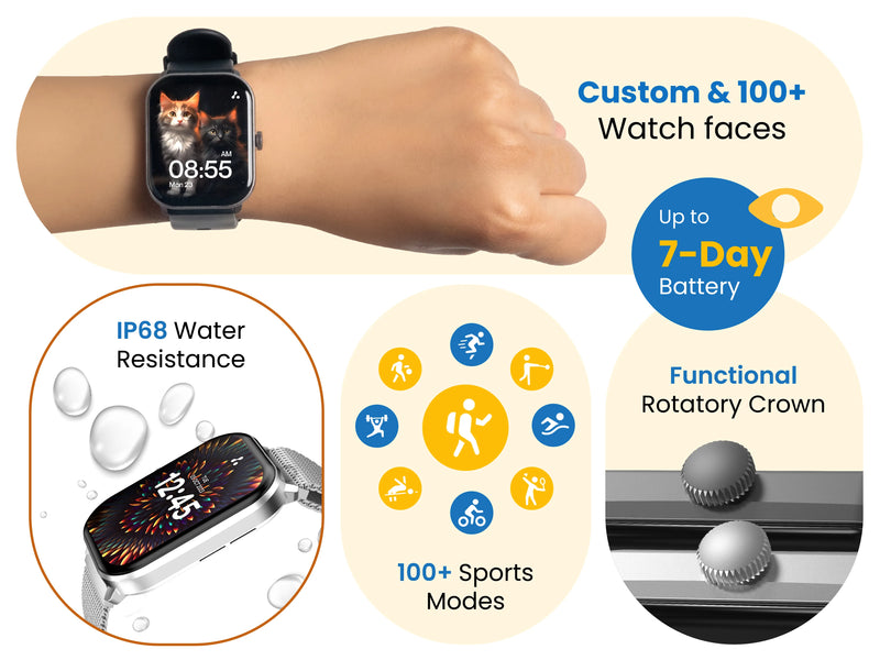 Ambrane Glaze+ with 2.01 Amoled display Smartwatch