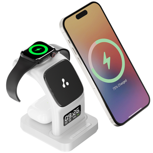 Apple charger with digital display and alarm clock