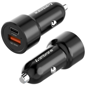 60W car charger with type c and usb ports