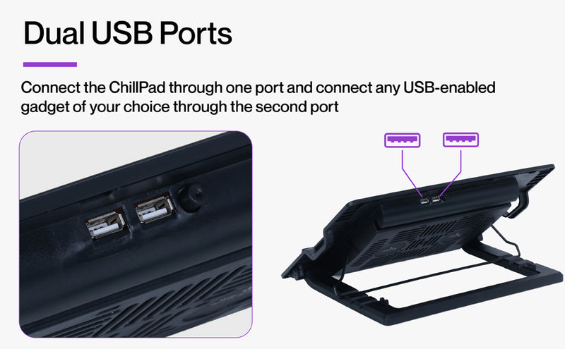 Ambrane ChillPad Cooling Pad Powerful Dual Fan