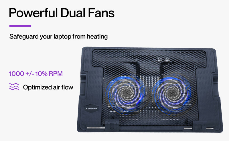 Ambrane ChillPad Cooling Pad Powerful Dual Fan