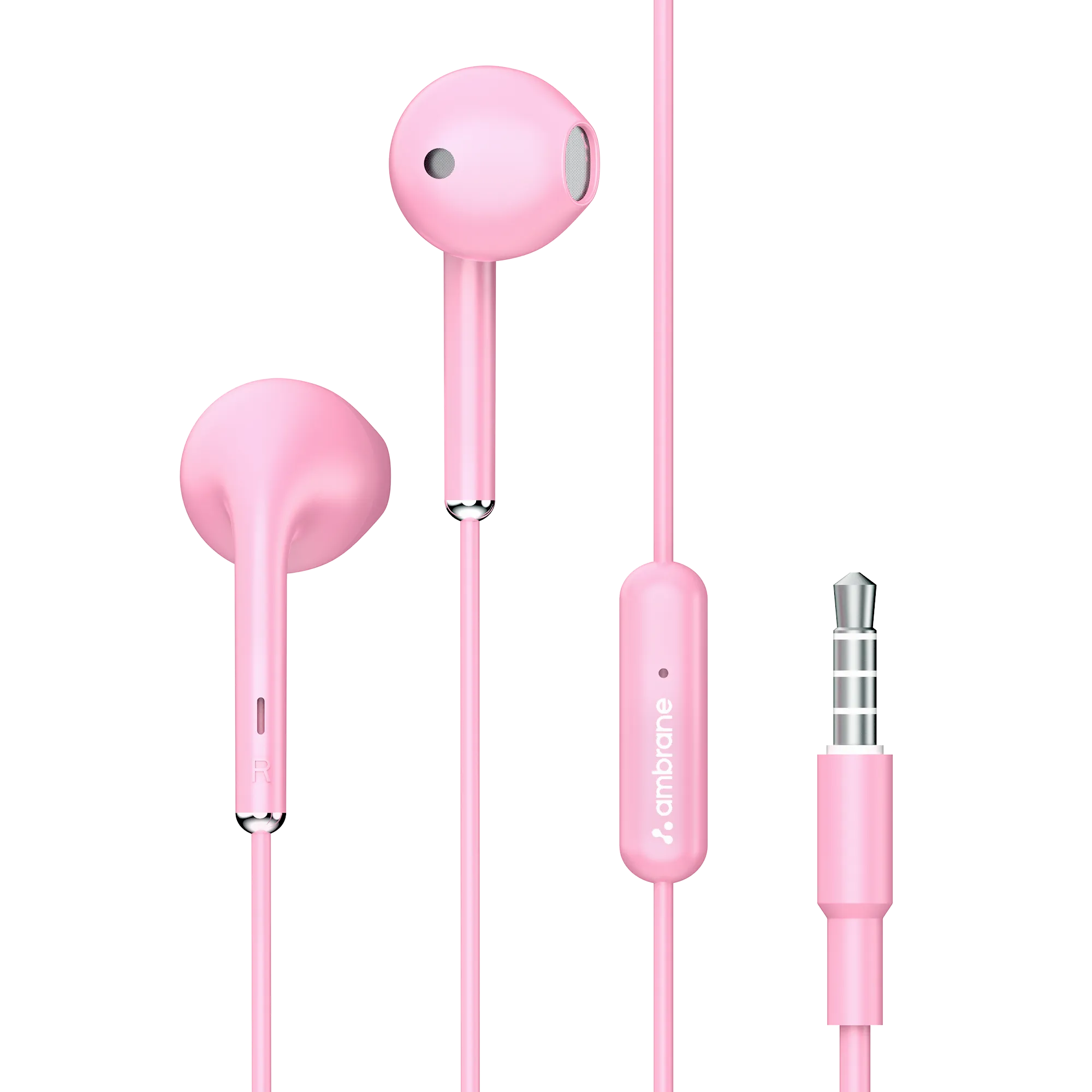 Pink wired earphones