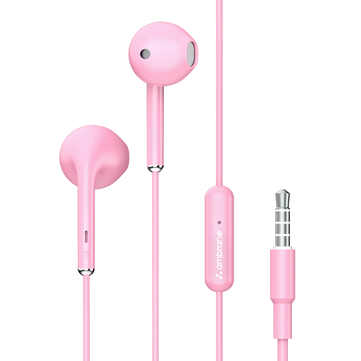 Pink wired earphones