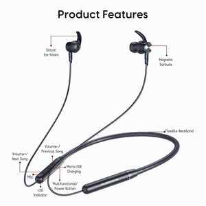 Ambrane Melody 20 Bluetooth Earphones (Black) - AmbraneIndia