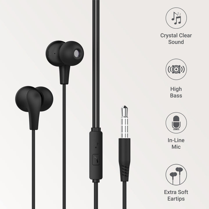 EP-56 Wired Earphone (Black) - AmbraneIndia