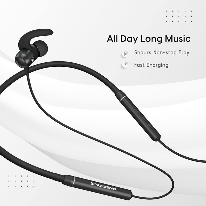 Ambrane Bassband Lite Bluetooth Earphones (Black) - AmbraneIndia