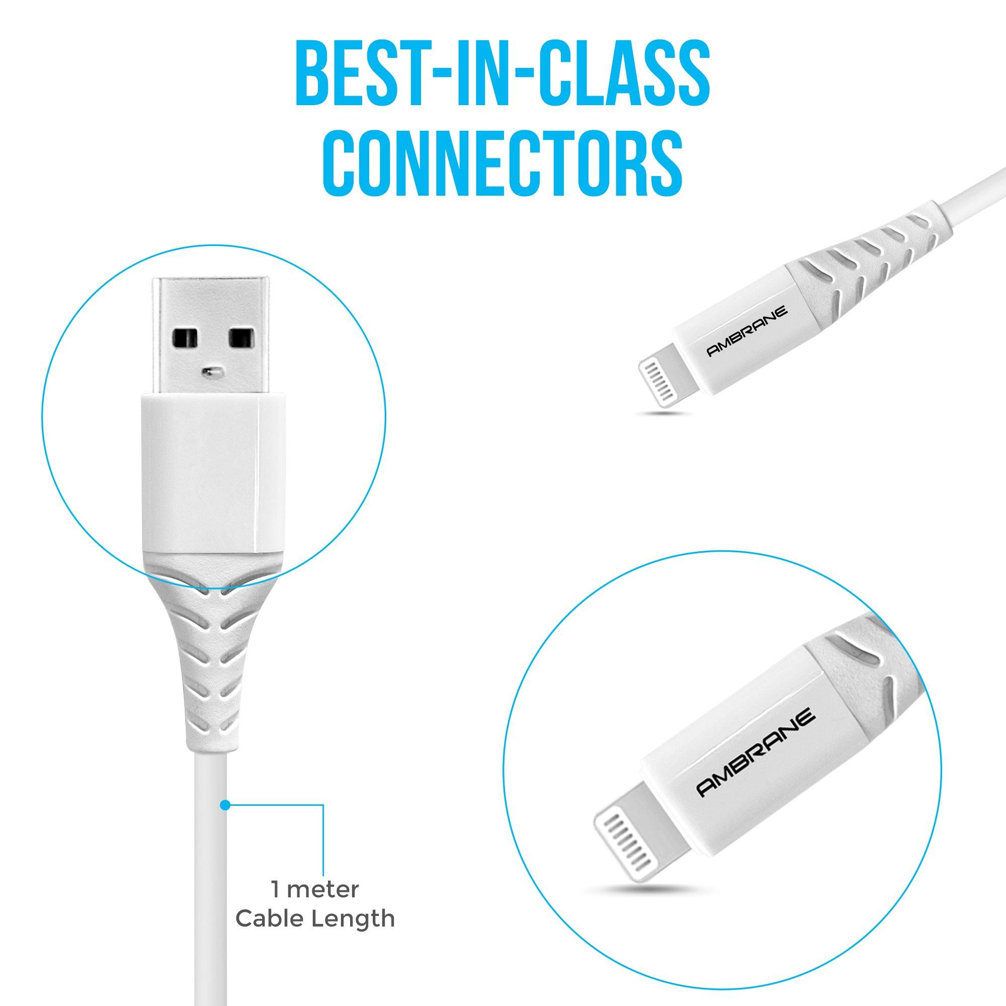ACL-11 Plus 3A Iphone Lightning Cable, 1 Meter (White) - AmbraneIndia