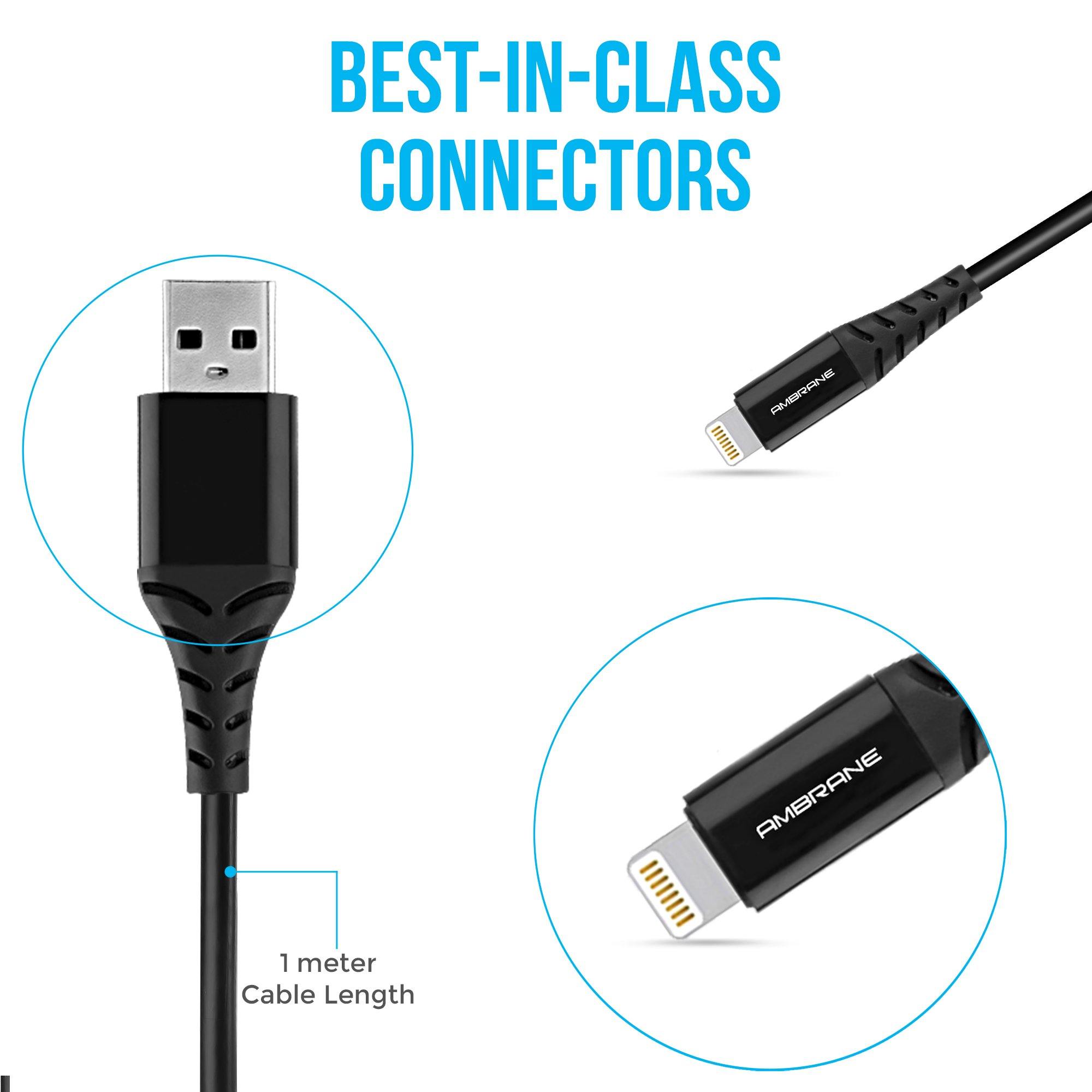 ACL-11 Plus 3A Iphone Lighting Cable, 1 Meter (Black) - AmbraneIndia