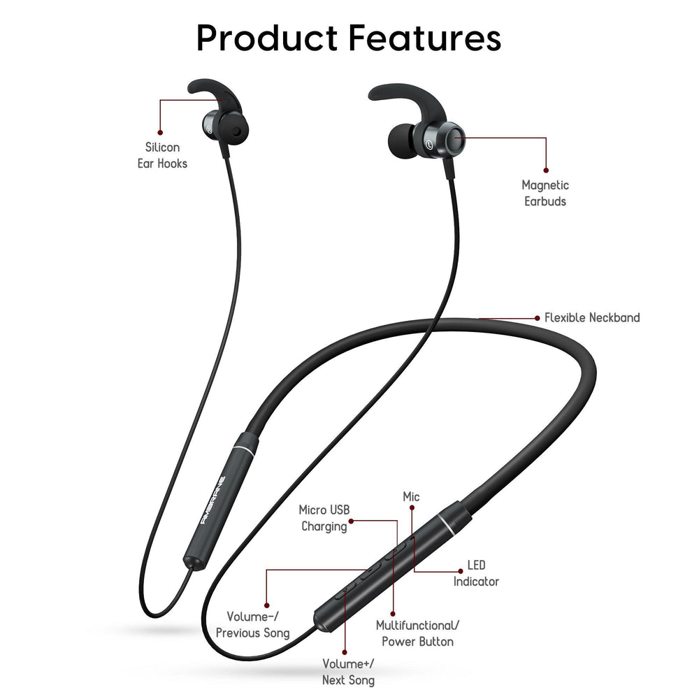 Ambrane Bassband Lite Bluetooth Earphones Bluetooth Neckband