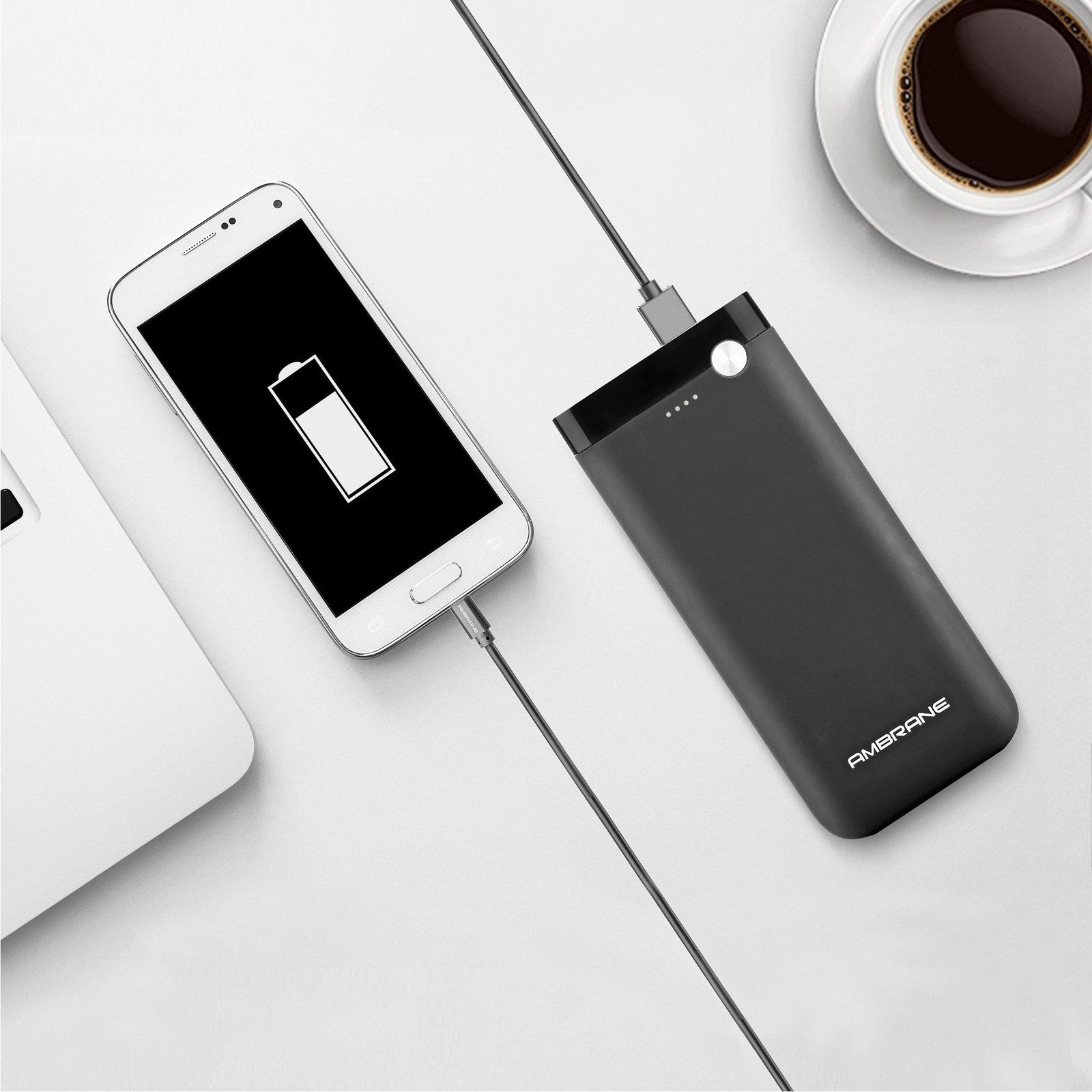 PP-20 20000 mAh Li-Polymer Powerbank with Dual Micro/ Type-C Input Fast Charging for Smartphone, Smart Watches, Neckbands & Other Devices, Made In India(Black) - AmbraneIndia