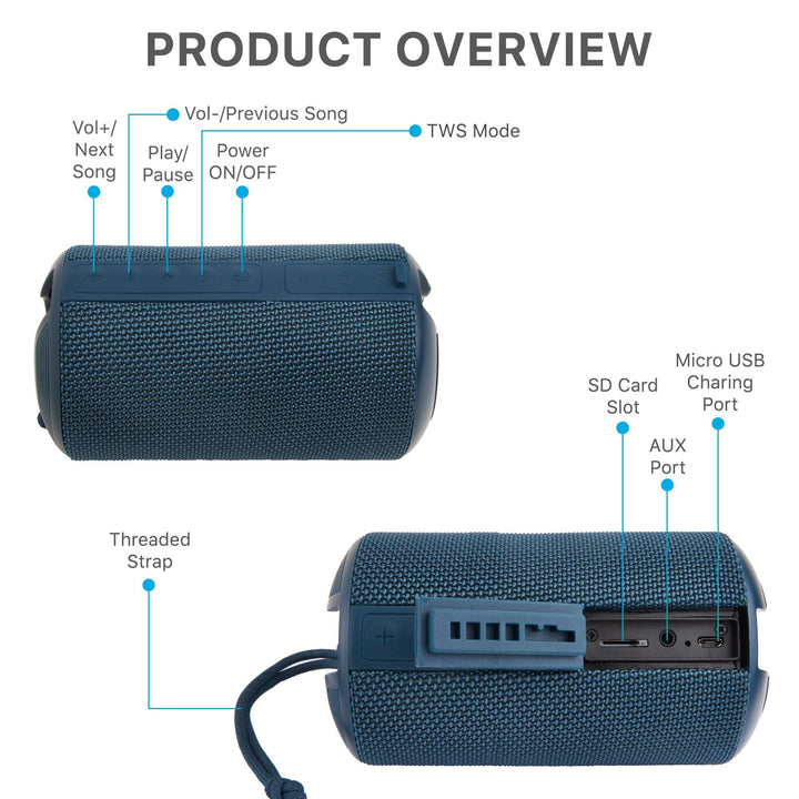 Ambrane BT-83 (10 Watt Portable Bluetooth Speaker) - Blue - AmbraneIndia