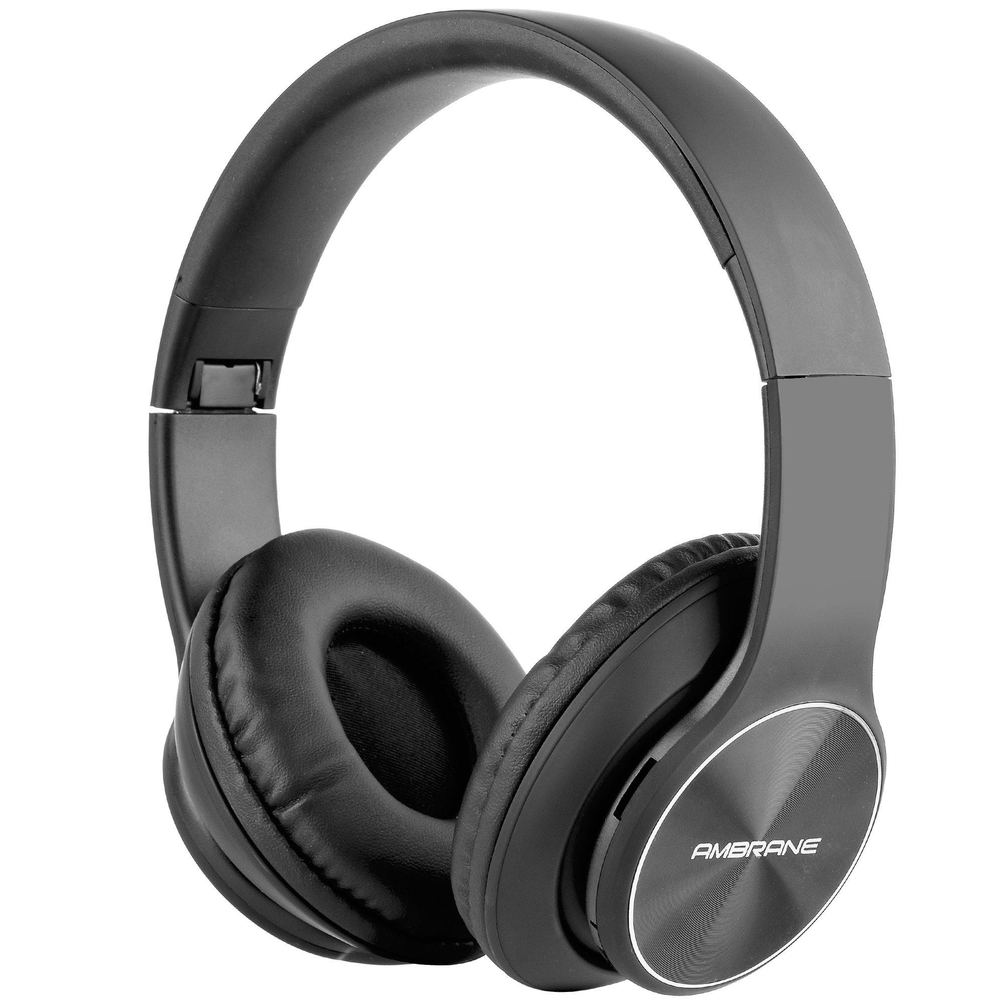 WH-74 Over The Ear Wireless Headphones With Mic & FM (Black) - AmbraneIndia
