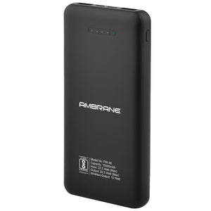 Ambrane PW-38 Wireless PowerBank 10000mAh with PD Technology (Black) - AmbraneIndia