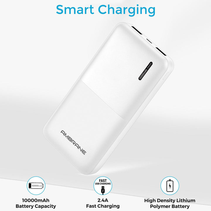 Capsule 10K (10000 mAh) Li-Polymer Powerbank (White) - AmbraneIndia