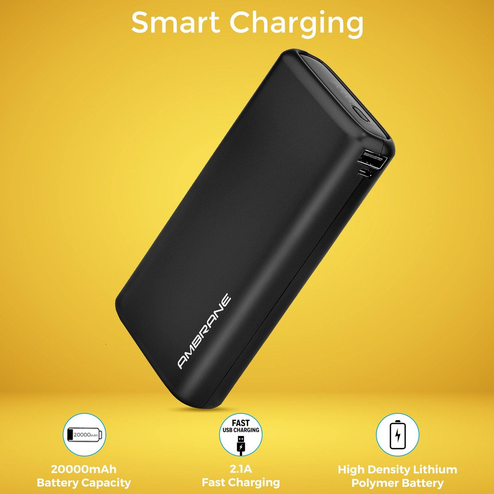 Neos 20000 mAh Lithium Polymer Power Bank (Black) - AmbraneIndia