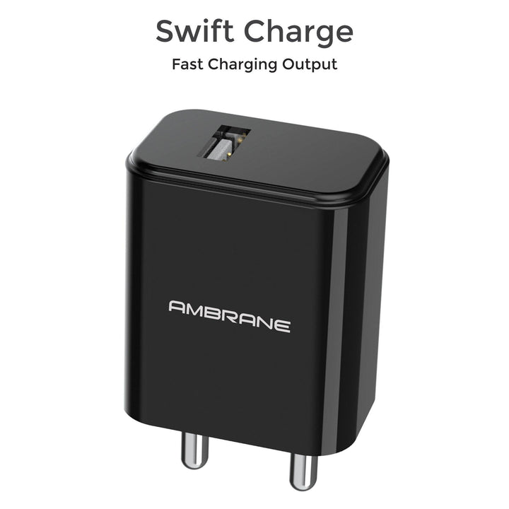 AWC-65 Single Port Wall Charger (Black) - AmbraneIndia