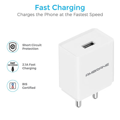 AWC-47 Wall Charger (White) - AmbraneIndia