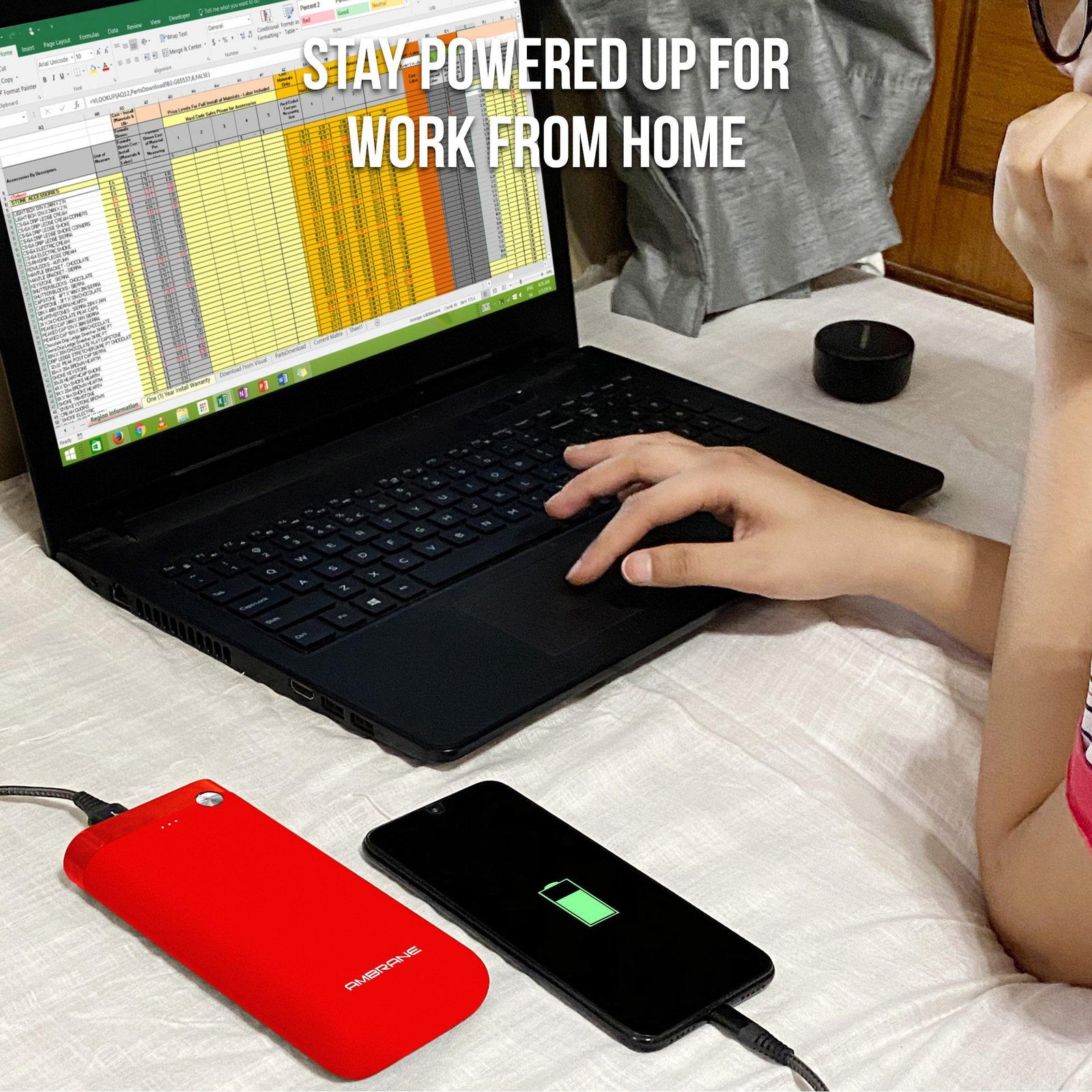 PP-20 20000 mAh Li-Polymer Powerbank with Dual Micro/ Type-C Input Fast Charging for Smartphone, Smart Watches, Neckbands & Other Devices, Made In India(Red) - AmbraneIndia