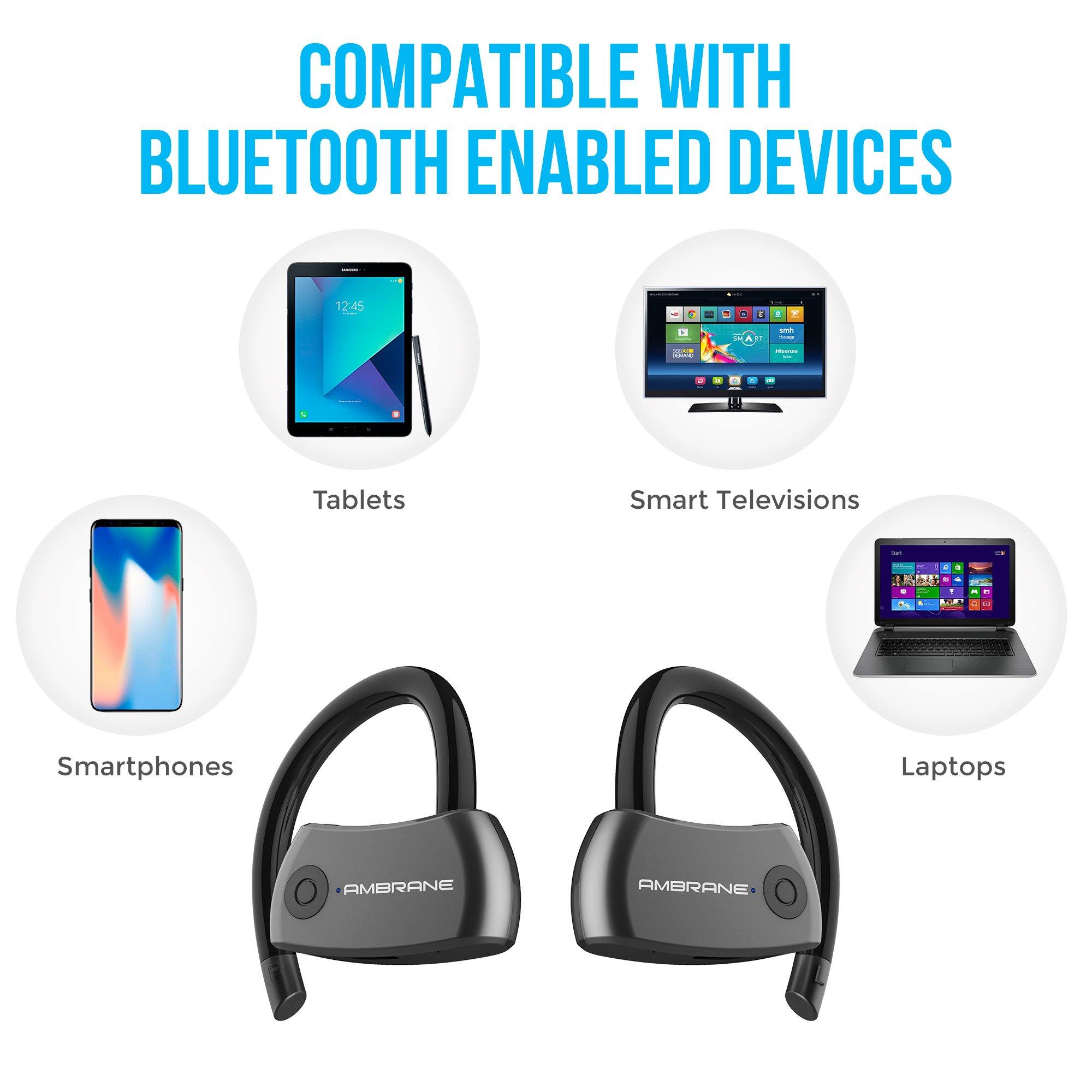 Ambrane AERO Smart Voice Assistant Enabled Around The Ear True Wireless Earbuds (ATW-20, Black) - AmbraneIndia