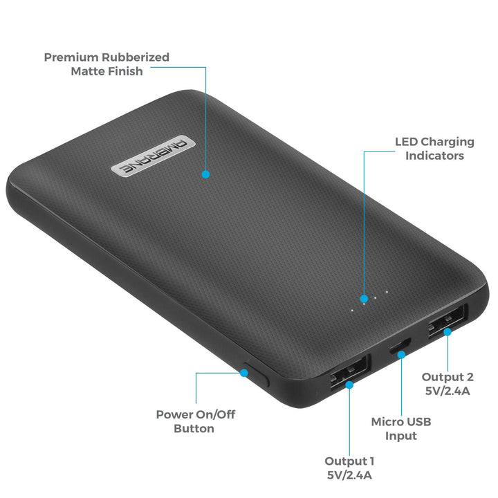 PP-101 10,000 mAh Polymer Power Bank (Black) - AmbraneIndia