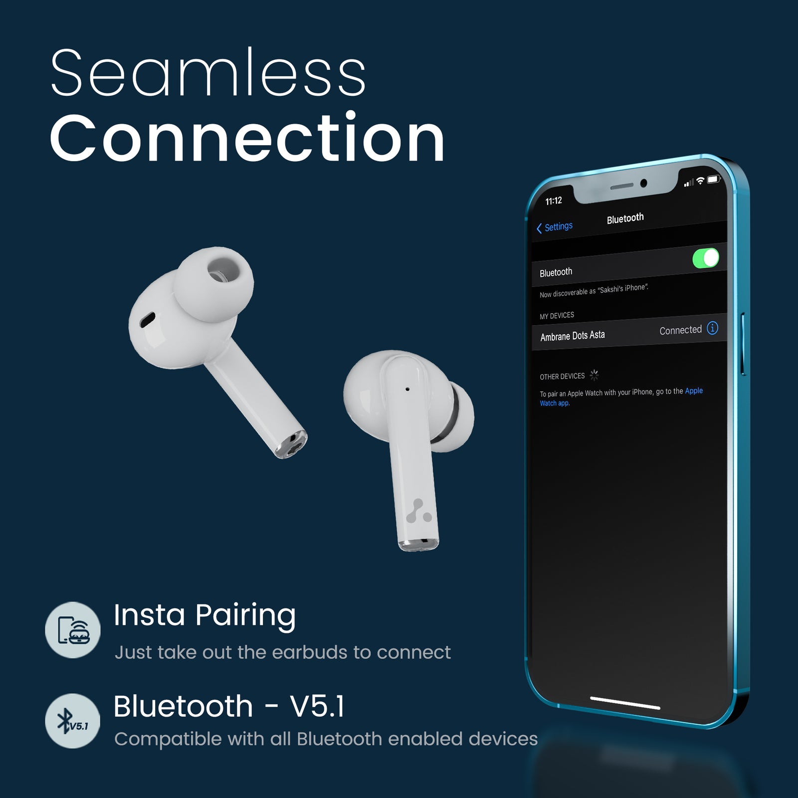 Dots Asta wireless earbuds with case – Ambrane India