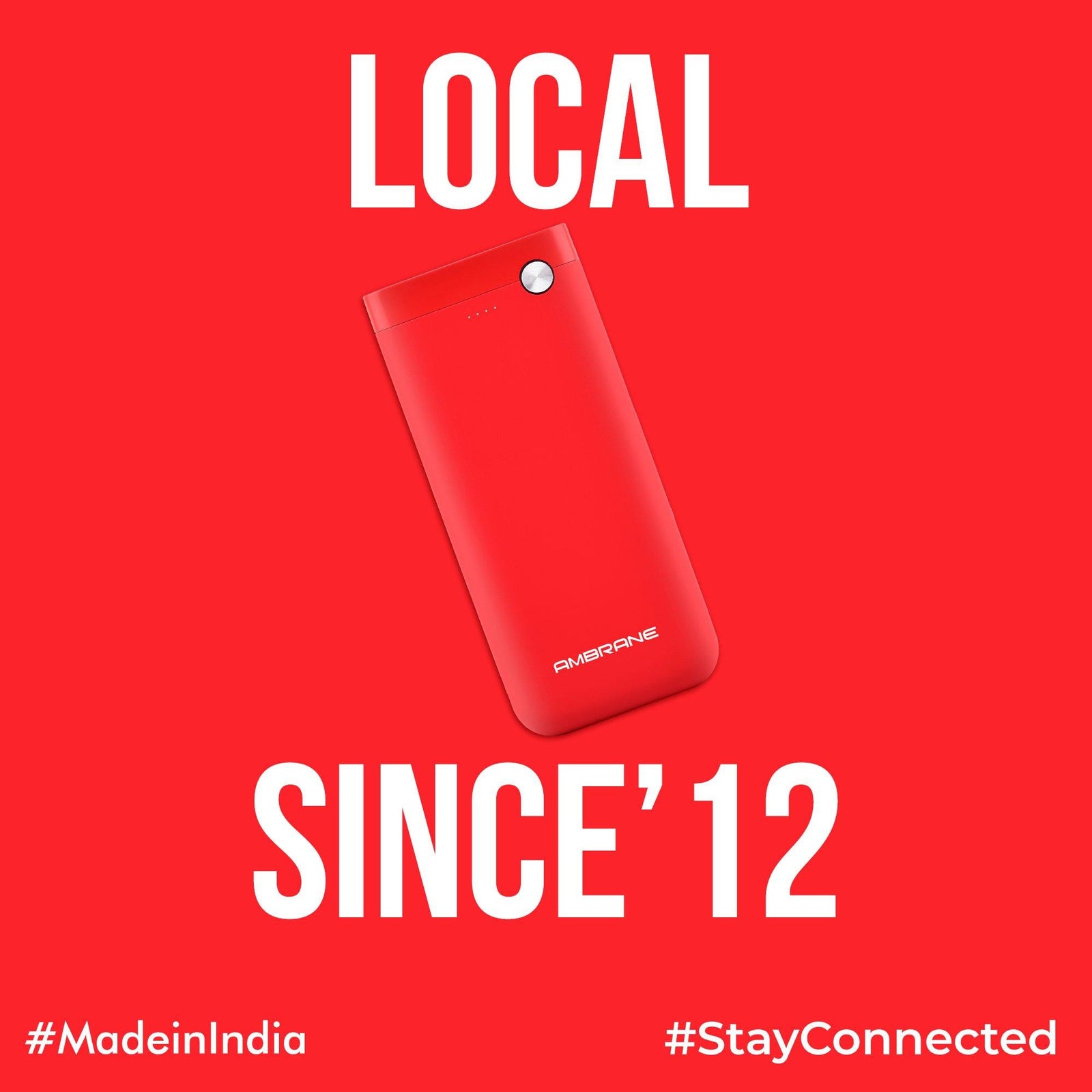 PP-20 20000 mAh Li-Polymer Powerbank with Dual Micro/ Type-C Input Fast Charging for Smartphone, Smart Watches, Neckbands & Other Devices, Made In India(Red) - AmbraneIndia