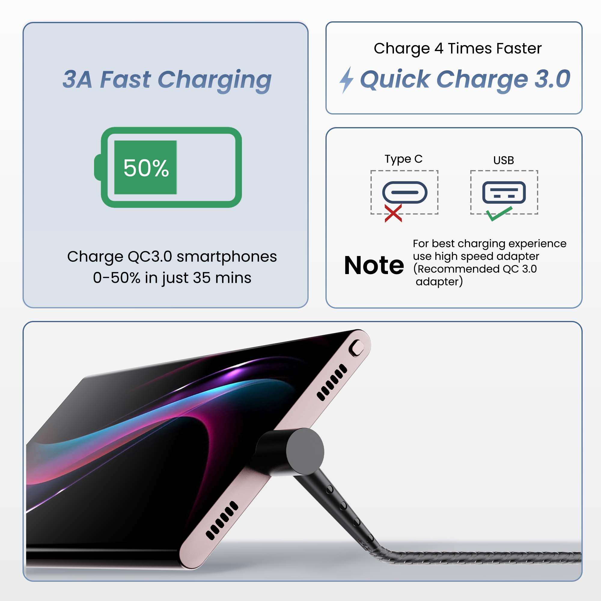 Standing Micro USB Cable