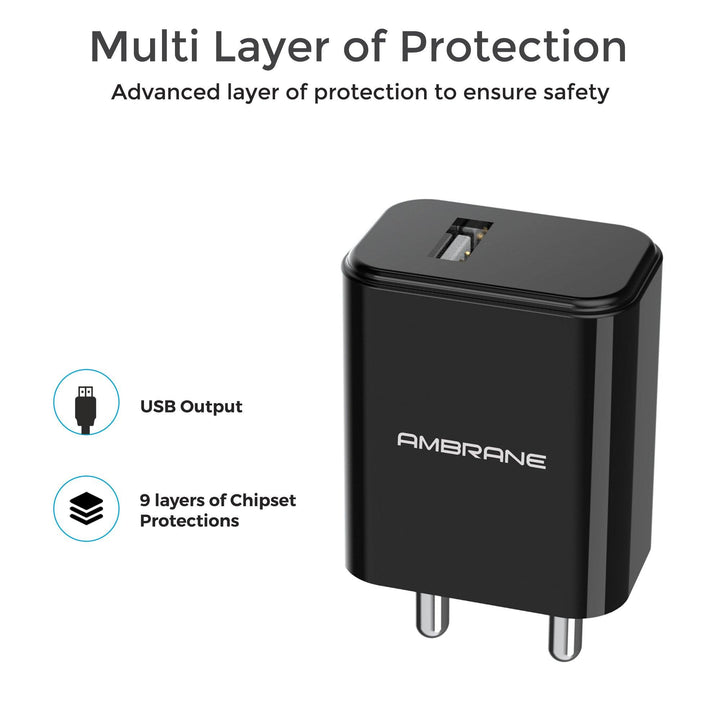 AWC-65 Single Port Wall Charger (Black) - AmbraneIndia