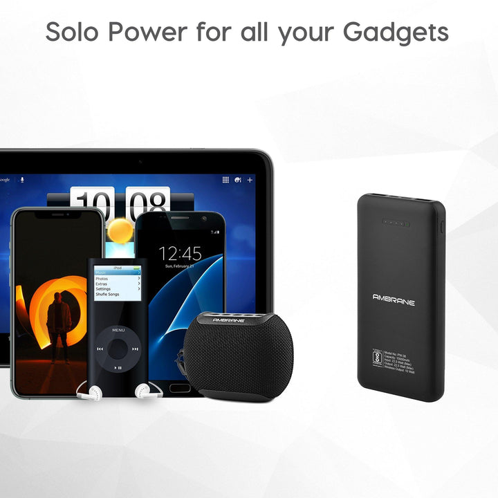 Ambrane PW-38 Wireless PowerBank 10000mAh with PD Technology (Black) - AmbraneIndia