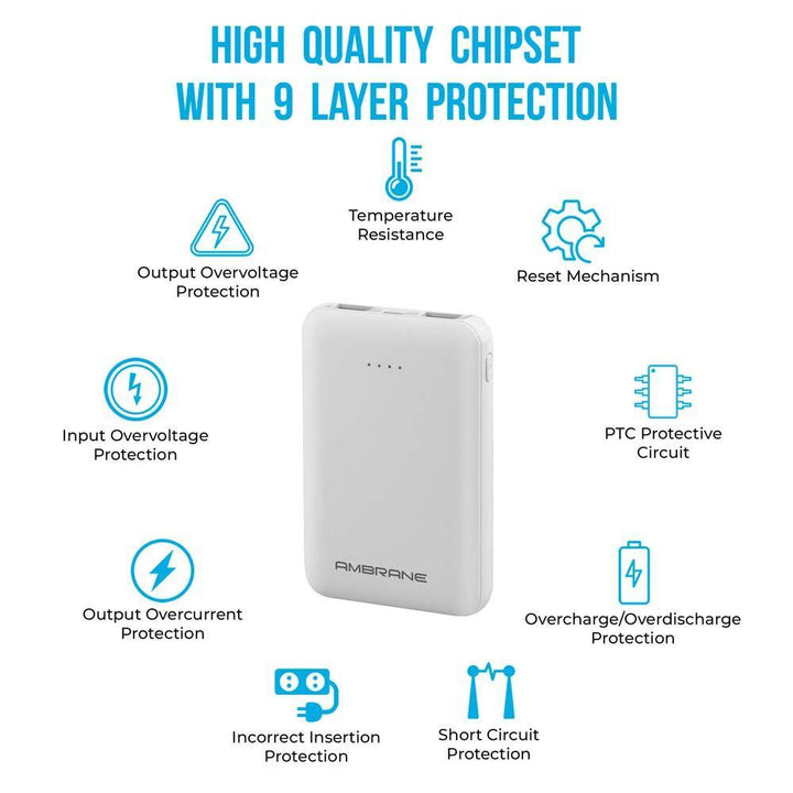 PP-501 5000 mAh Compact Size Power Bank | Best Smartphone Power Bank - AmbraneIndia
