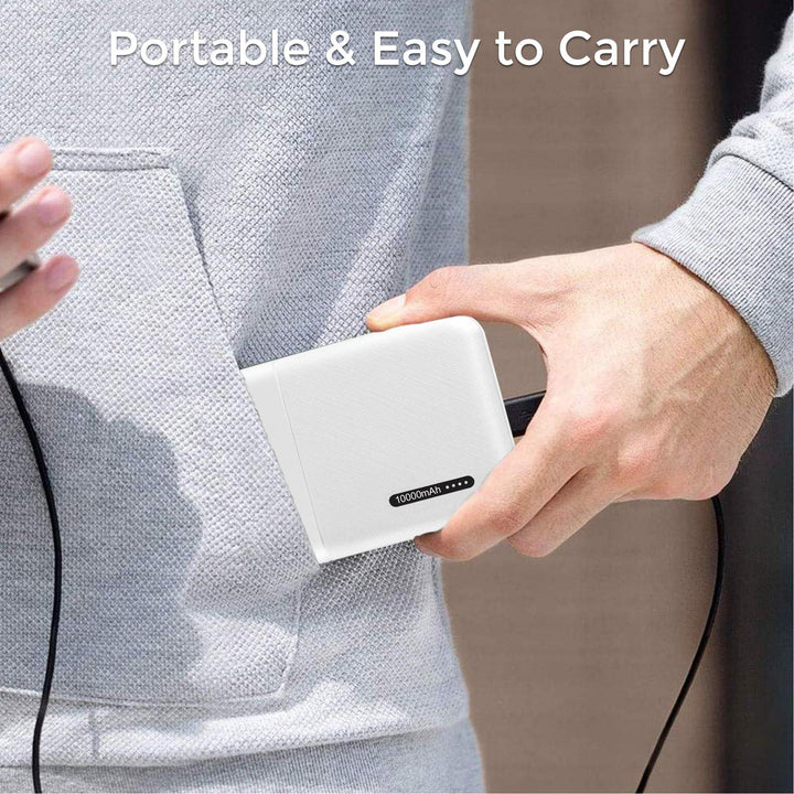 Capsule 10K (10000 mAh) Li-Polymer Powerbank (White) - AmbraneIndia