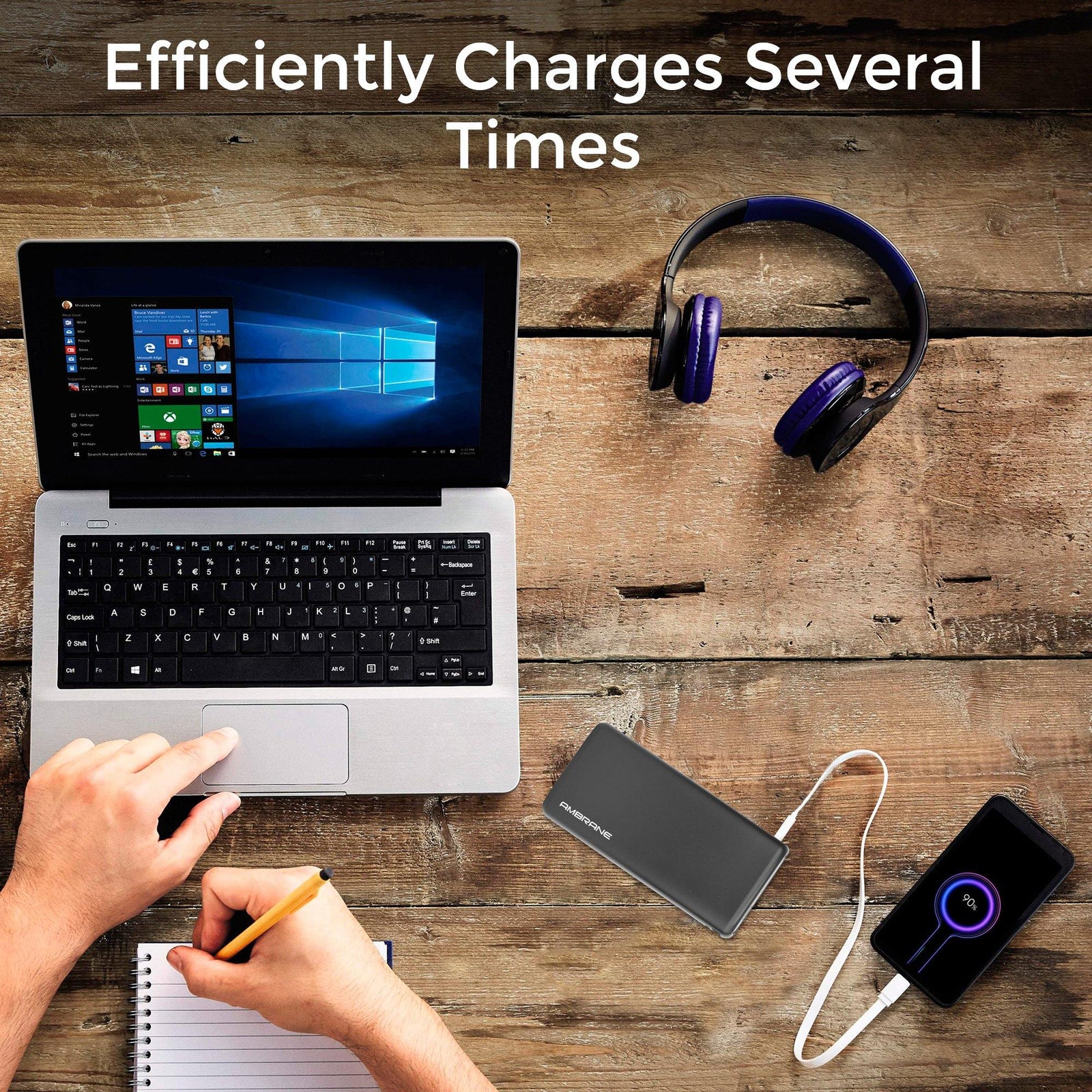 Neos 20000 mAh Lithium Polymer Power Bank (Black) - AmbraneIndia