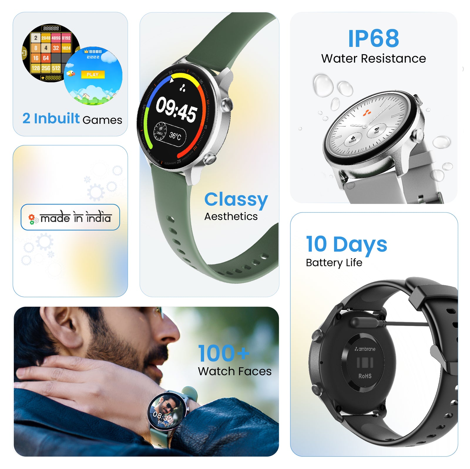 Wise Roam 2 smartwatch with Bluetooth calling, fitness tracking and large display – Ambrane India