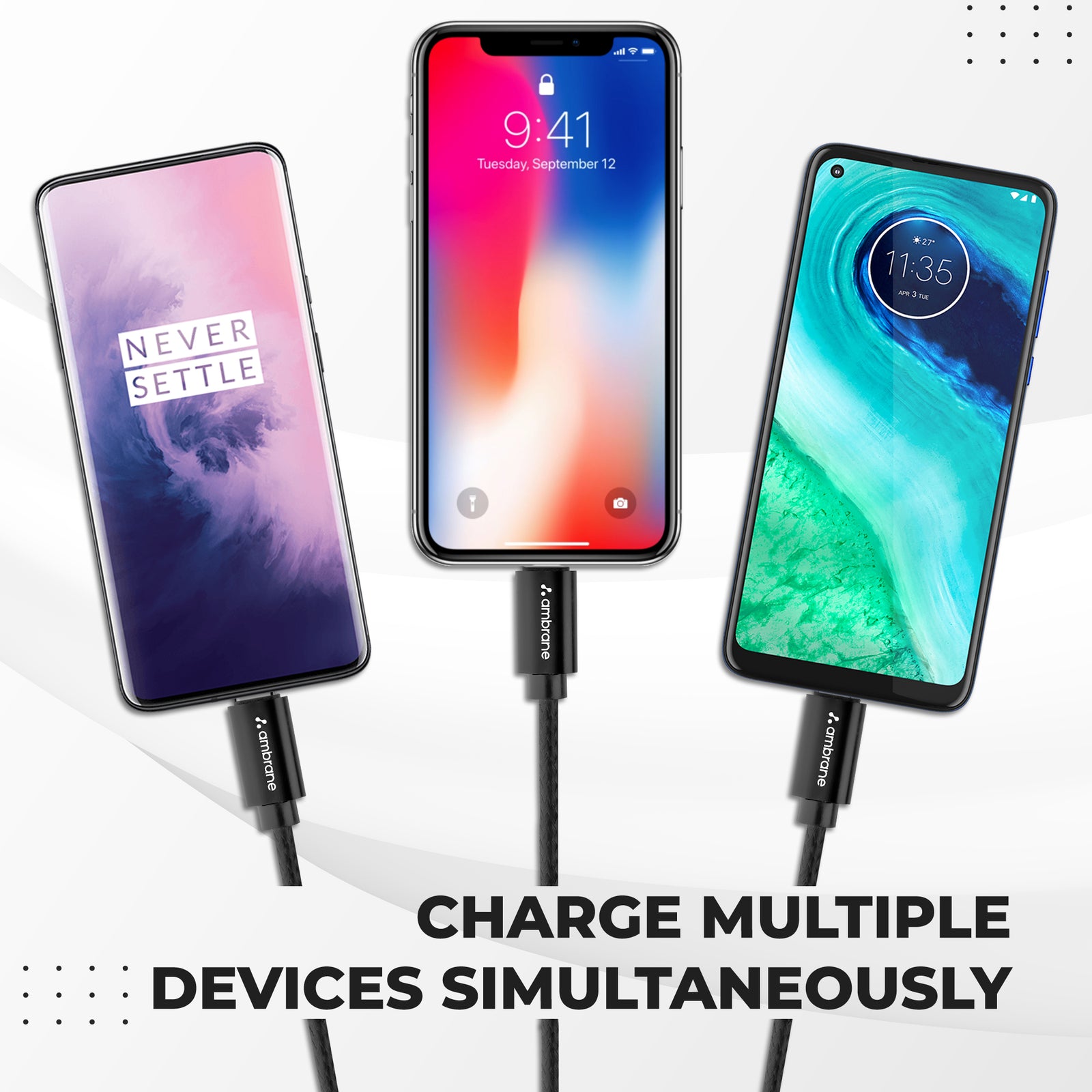 Trio 11 three-in-one charging cable – Ambrane India