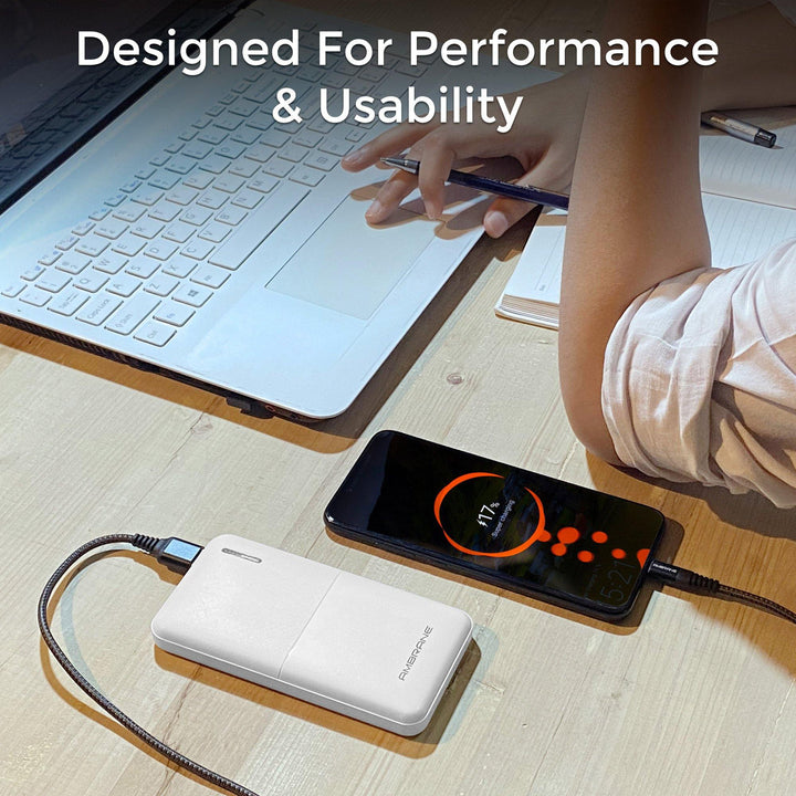 Capsule 10K (10000 mAh) Li-Polymer Powerbank (White) - AmbraneIndia