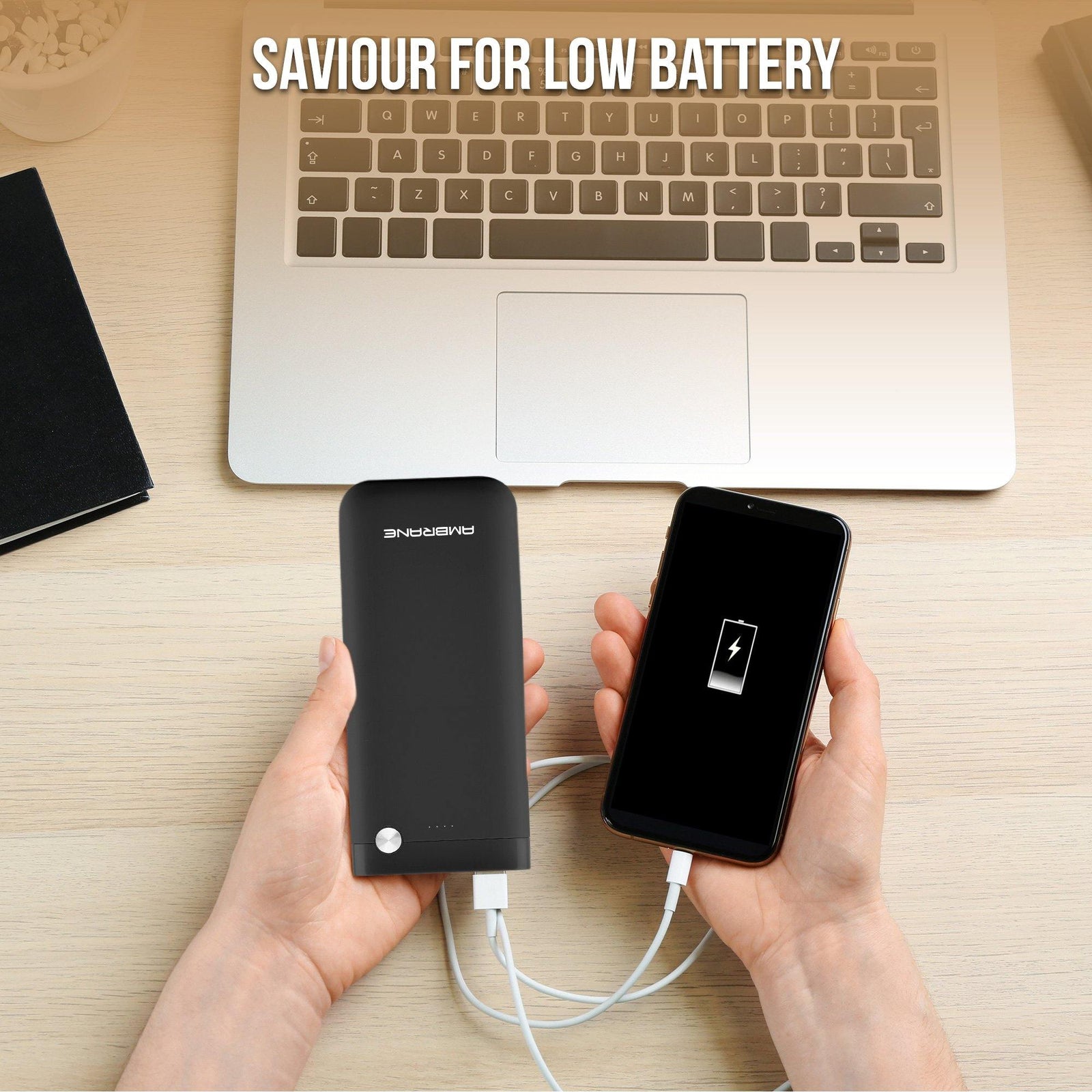 PP-20 20000 mAh Li-Polymer Powerbank with Dual Micro/ Type-C Input Fast Charging for Smartphone, Smart Watches, Neckbands & Other Devices, Made In India(Black) - AmbraneIndia