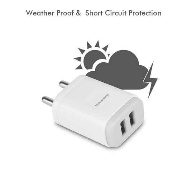 AWC-29 2.4A Dual Port Fast Wall Charger (White) - AmbraneIndia