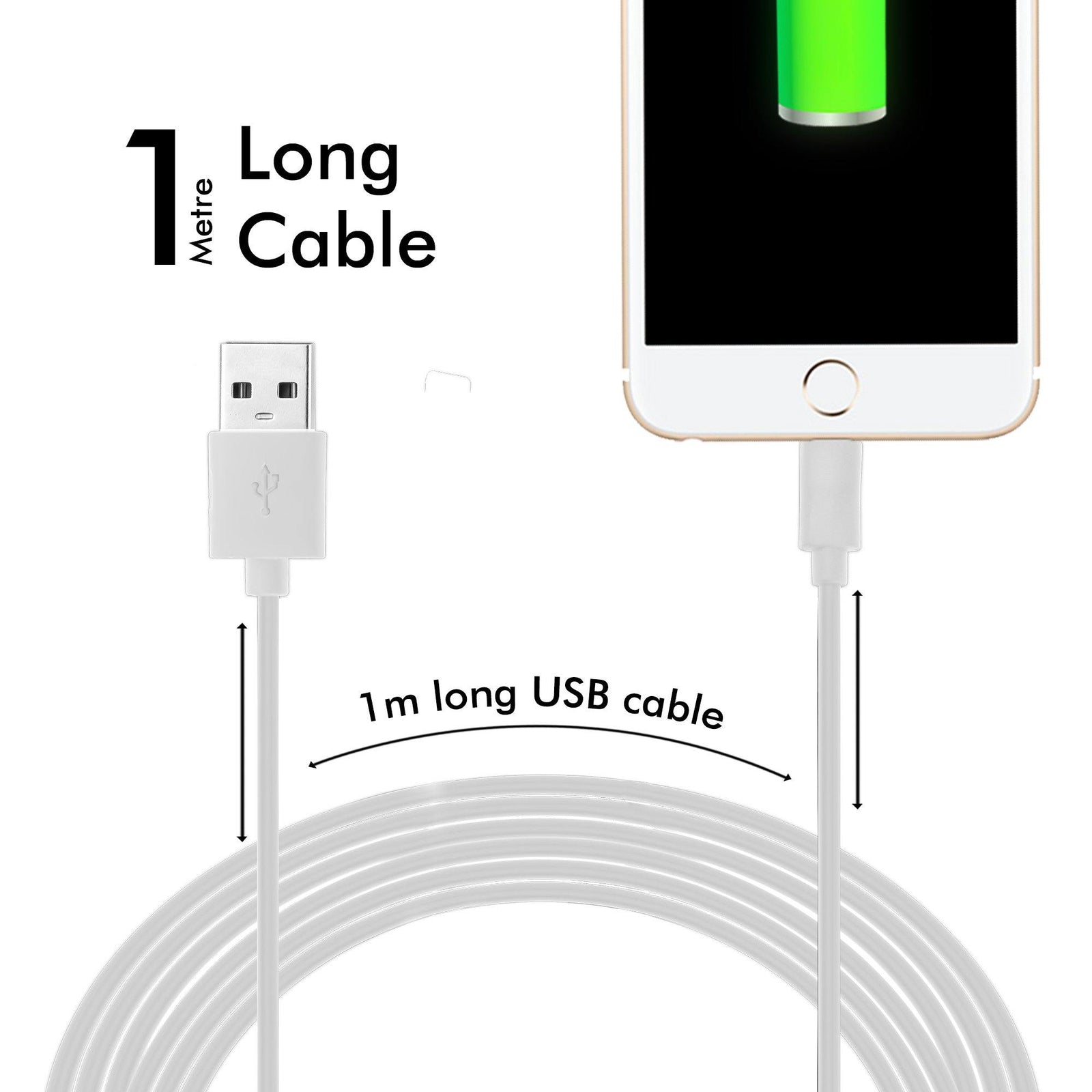 AMC-11 MFI Certified iPhone Lightning Cable - 1 Meter (White) - AmbraneIndia