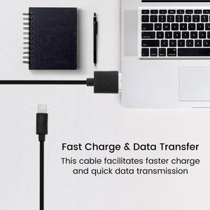 AMC-11 MFI Certified iPhone Lightning Cable - 1 Meter (Black) - AmbraneIndia