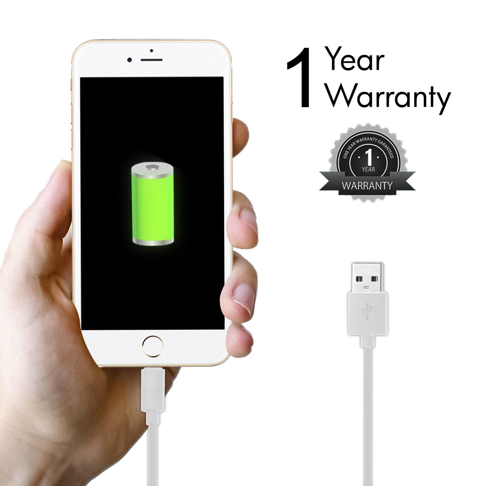 AMC-11 MFI Certified iPhone Lightning Cable - 1 Meter (White) - AmbraneIndia