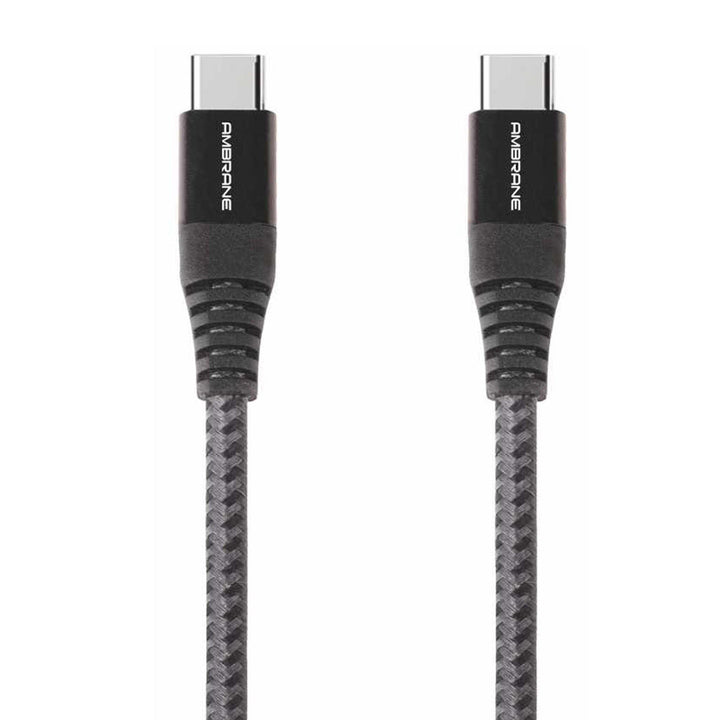 Ambrane Unbreakable 3A Fast Charging Braided Type C To Type C Cable – 1.5 Meter (BC-TT-15), Black - AmbraneIndia
